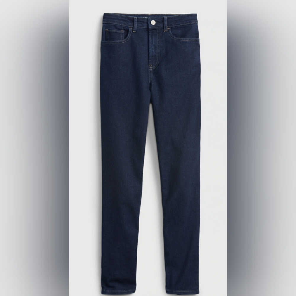 Gap Teen Sky High Rise Dark Blue Skinny Ankle Girl Jeans With Washwell Size 12.